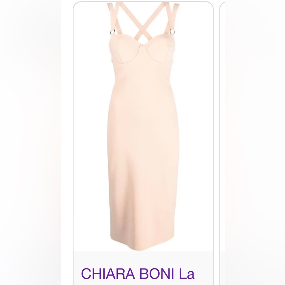 BEIGE MOULDED-CUP MIDI DRESS - WOMEN